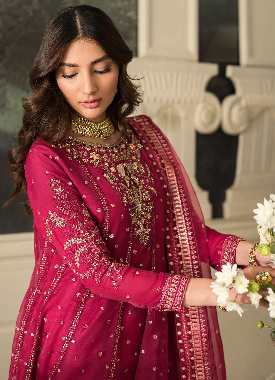 Sauve by Emaan Embroidered Organza Suit Unstitched 3 Piece EA24S Salvia - Summer Collection