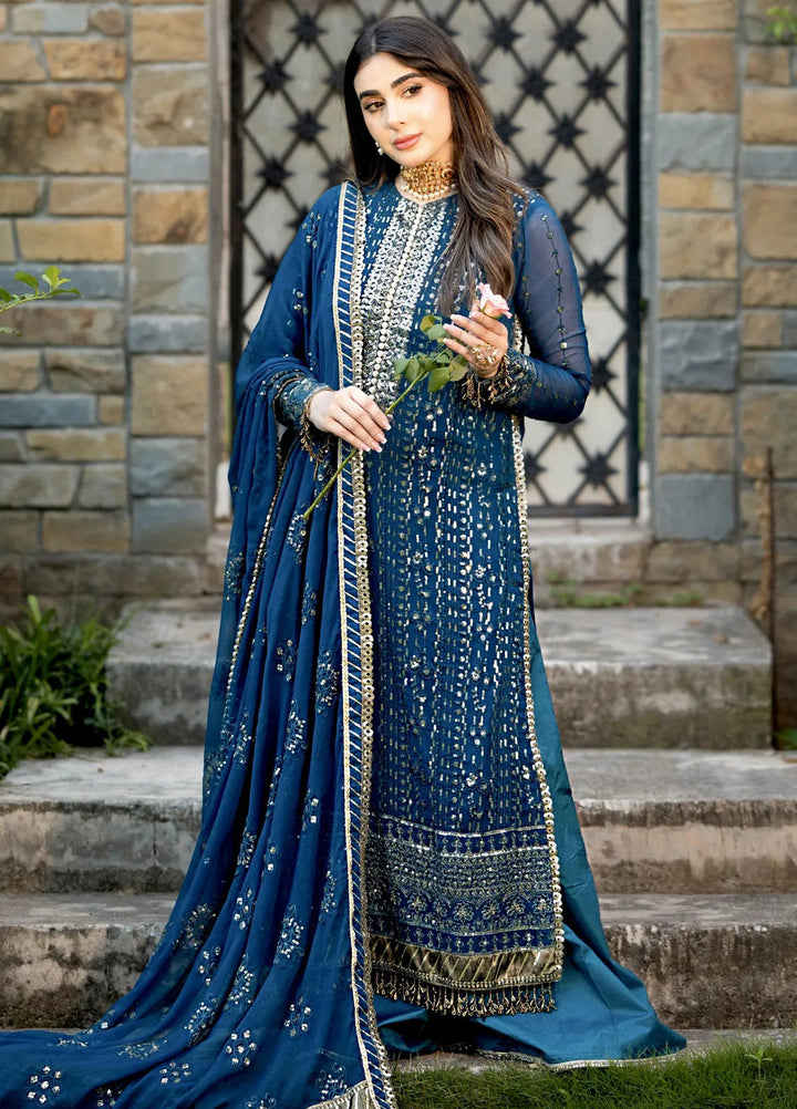 Savoir by Sahane Embroidered Chiffon Suits Unstitched 3 Piece CT-140004 Ashen - Luxury Collection