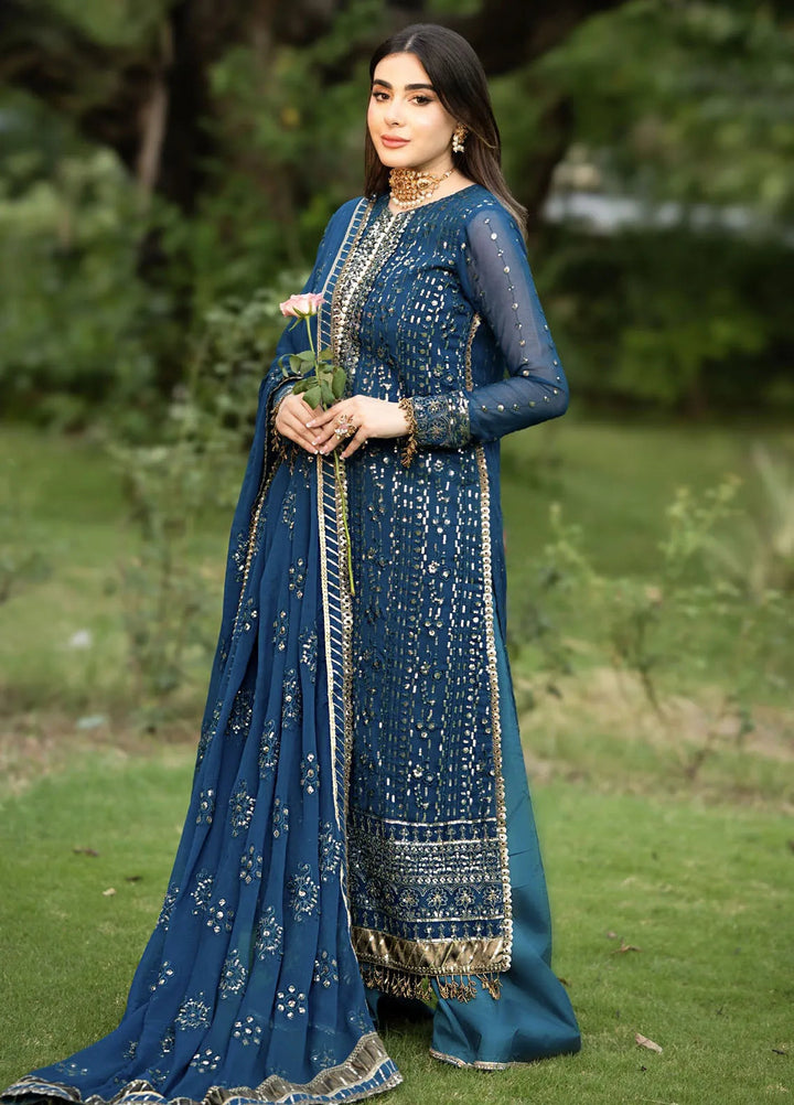 Savoir by Sahane Embroidered Chiffon Suits Unstitched 3 Piece CT-140004 Ashen - Luxury Collection