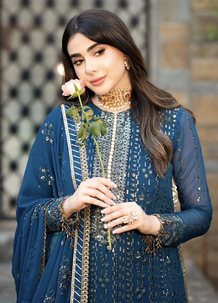Savoir by Sahane Embroidered Chiffon Suits Unstitched 3 Piece CT-140004 Ashen - Luxury Collection