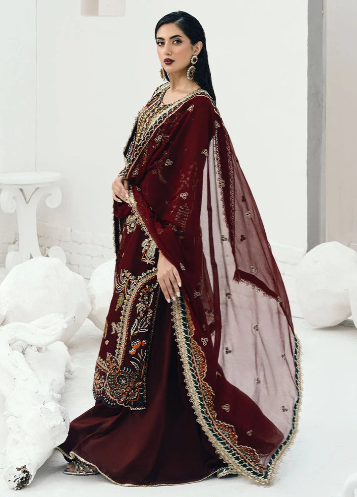 Savoir by Sahane Embroidered Chiffon Suits Unstitched 3 Piece CT-140002 Rouge - Luxury Collection