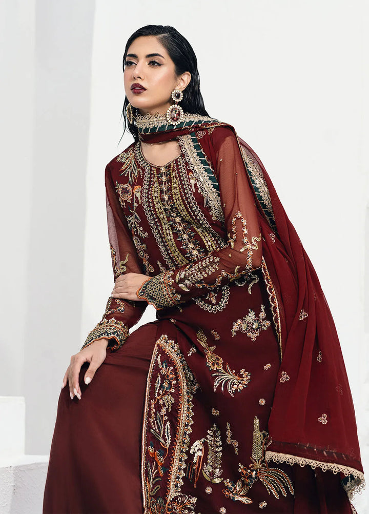 Savoir by Sahane Embroidered Chiffon Suits Unstitched 3 Piece CT-140002 Rouge - Luxury Collection