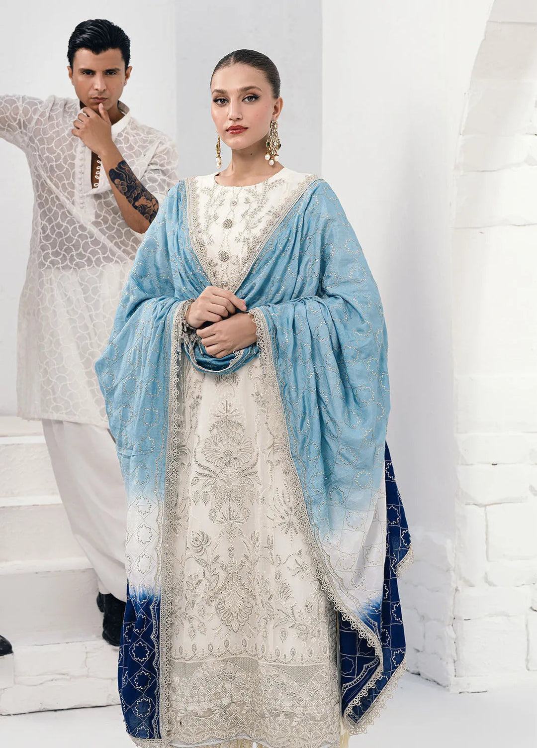 Savoir by Sahane Embroidered Chiffon Suits Unstitched 3 Piece CT-140003 Ombre - Luxury Collection