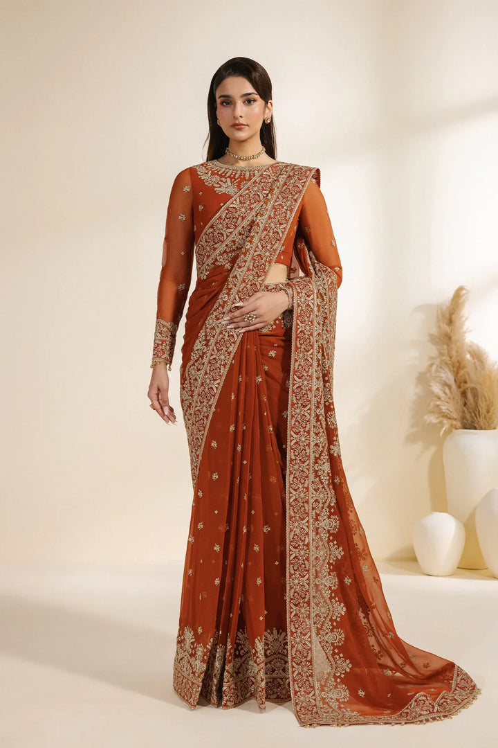 Meraki by Zarif Unstitched Embroidered Chiffon Saree Suit ZR26UCM SAWAN 07 - Festive Collection