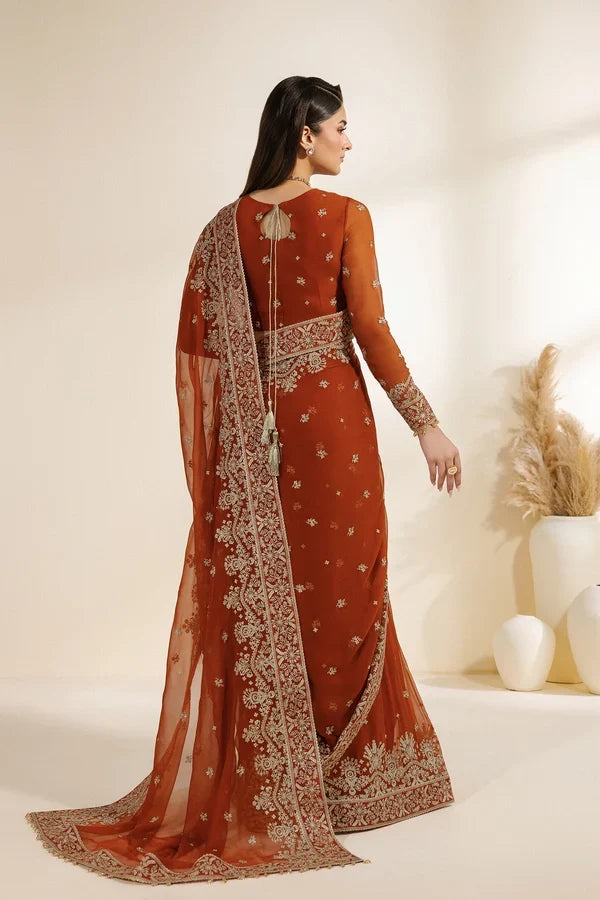 Meraki by Zarif Unstitched Embroidered Chiffon Saree Suit ZR26UCM SAWAN 07 - Festive Collection