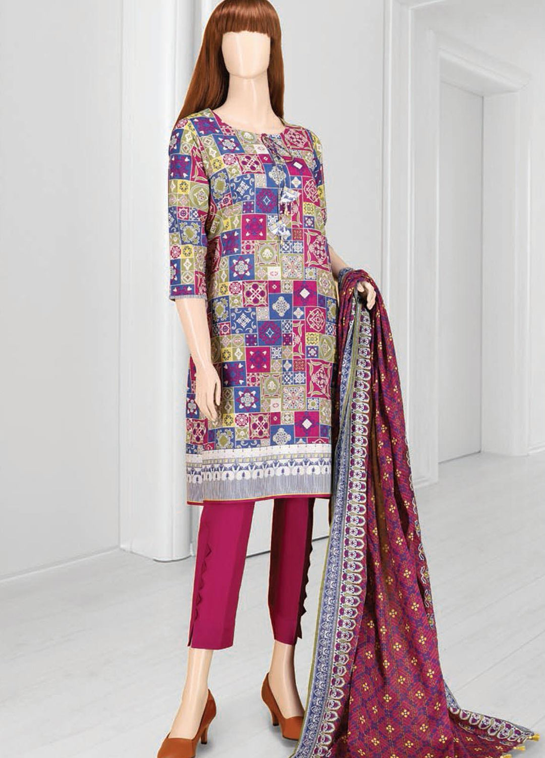 Mushk By Saya Printed Lawn Suits Unstitched 3 Piece SY21MUM-2108-1A SAFFRON - Summer Collection