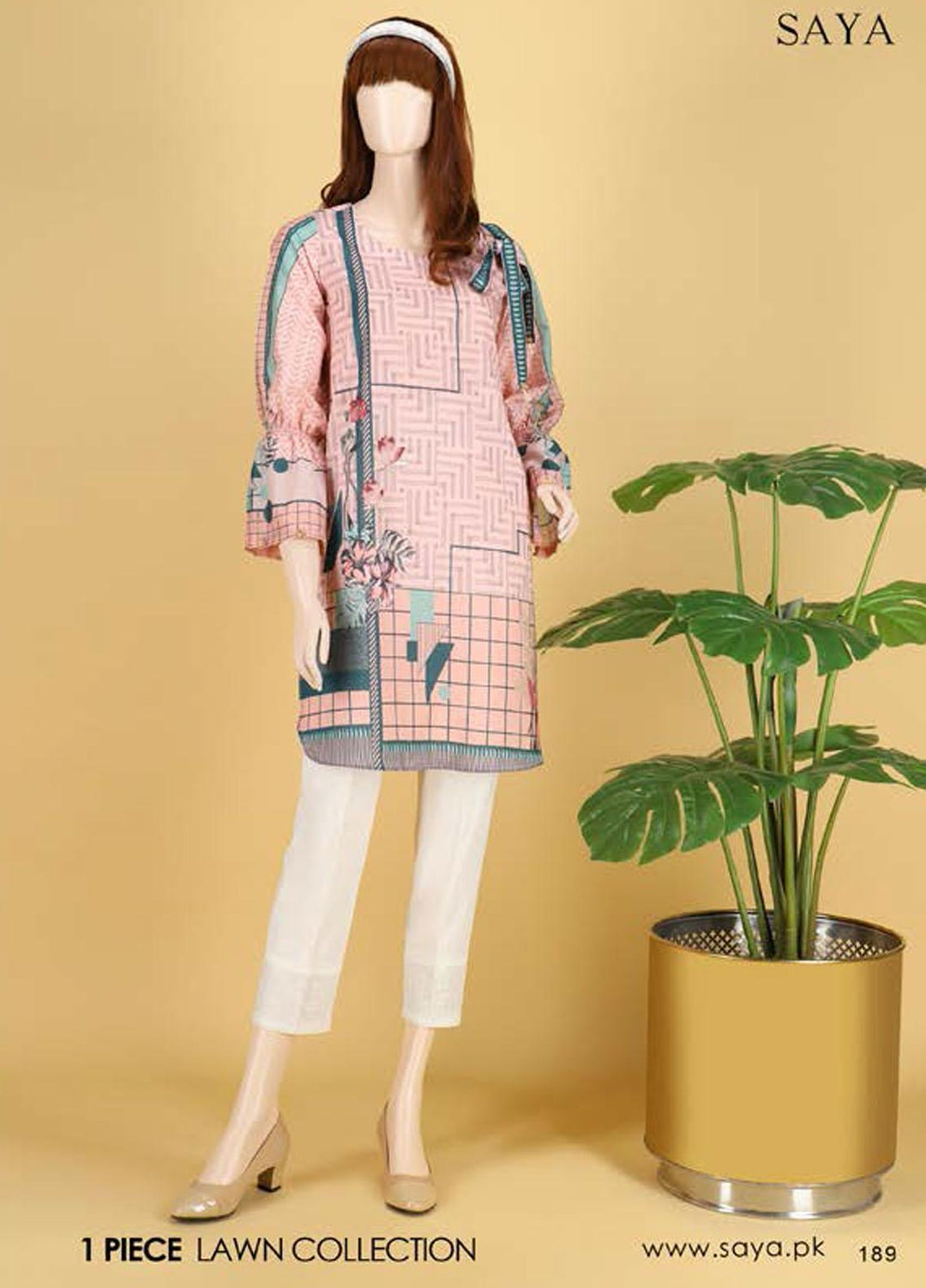 Saya Embroidered Lawn  Unstitched Kurties SY21SS ESTELLA (UP-2103-03B)  - Spring / Summer Collection