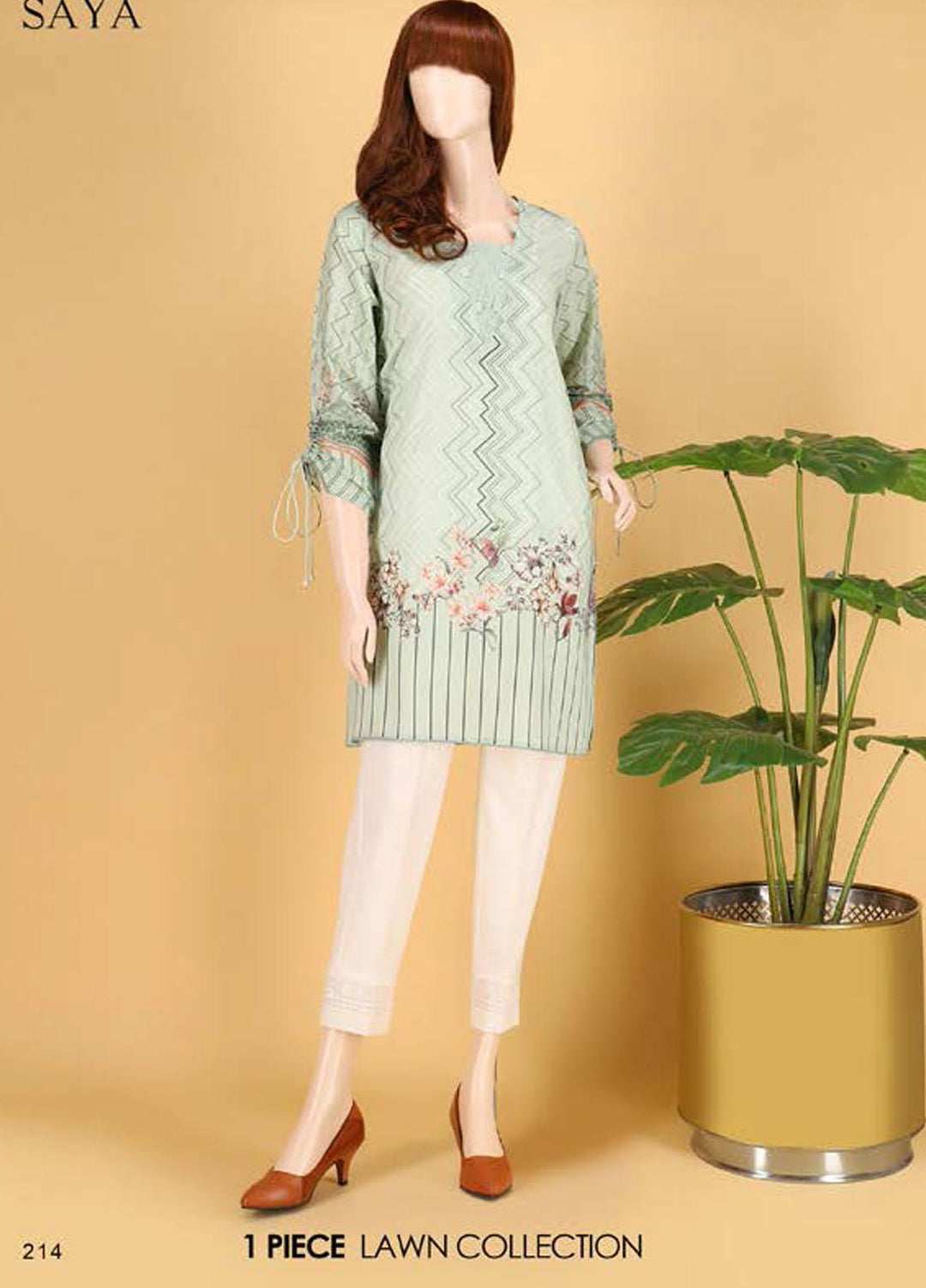 Saya Embroidered Lawn  Unstitched Kurties SY21SS FLUTTER BYE (UG-2103-13B) - Spring / Summer Collection