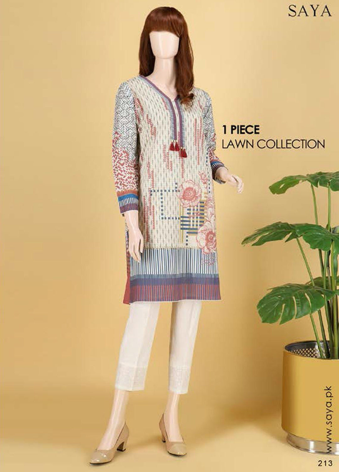 Saya Embroidered Lawn  Unstitched Kurties SY21SS NEUTRAL FRENZY (UB-2103-12B) - Spring / Summer Collection
