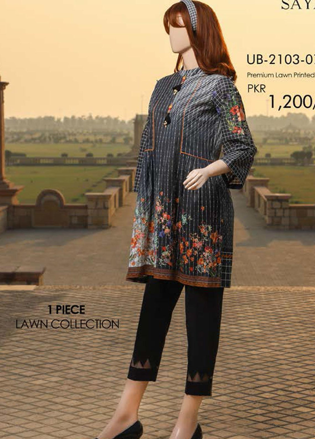 Saya Embroidered Lawn  Unstitched Kurties SY21SS OMBRE MADNESS (UB-2103-07A) - Spring / Summer Collection