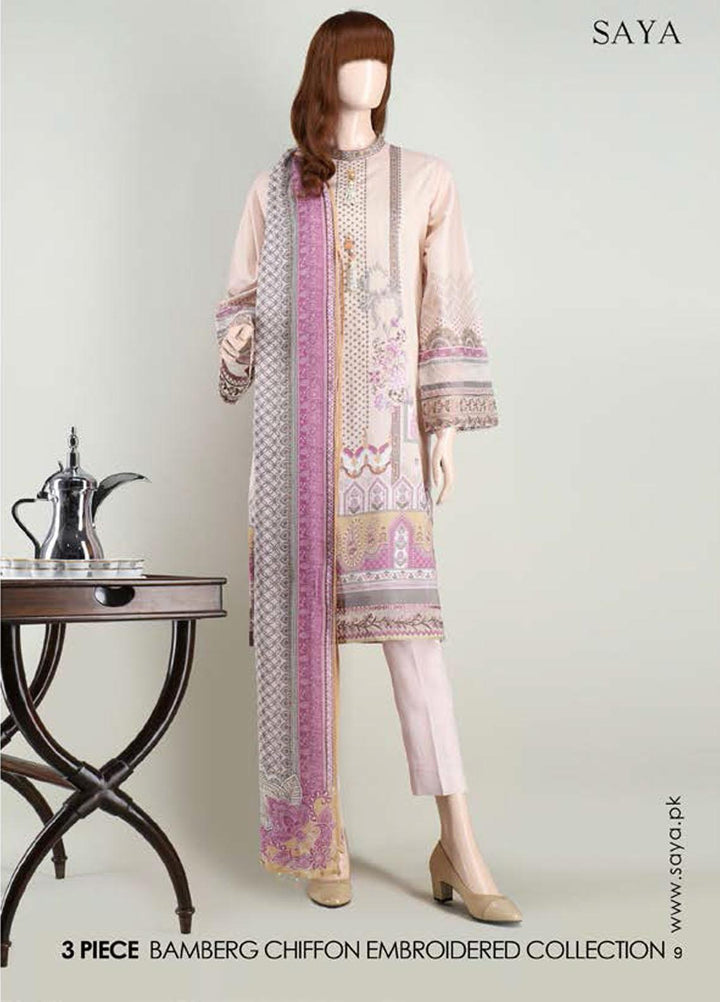 Saya Embroidered Lawn Suits Unstitched 3 Piece SY21SS CASHMERE (UB-2101-24B) - Spring / Summer Collection