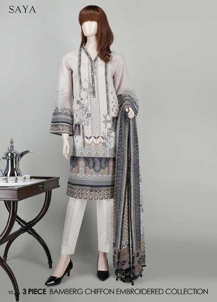 Saya Embroidered Lawn Suits Unstitched 3 Piece SY21SS CASHMERE (UB-2101-24C) - Spring / Summer Collection