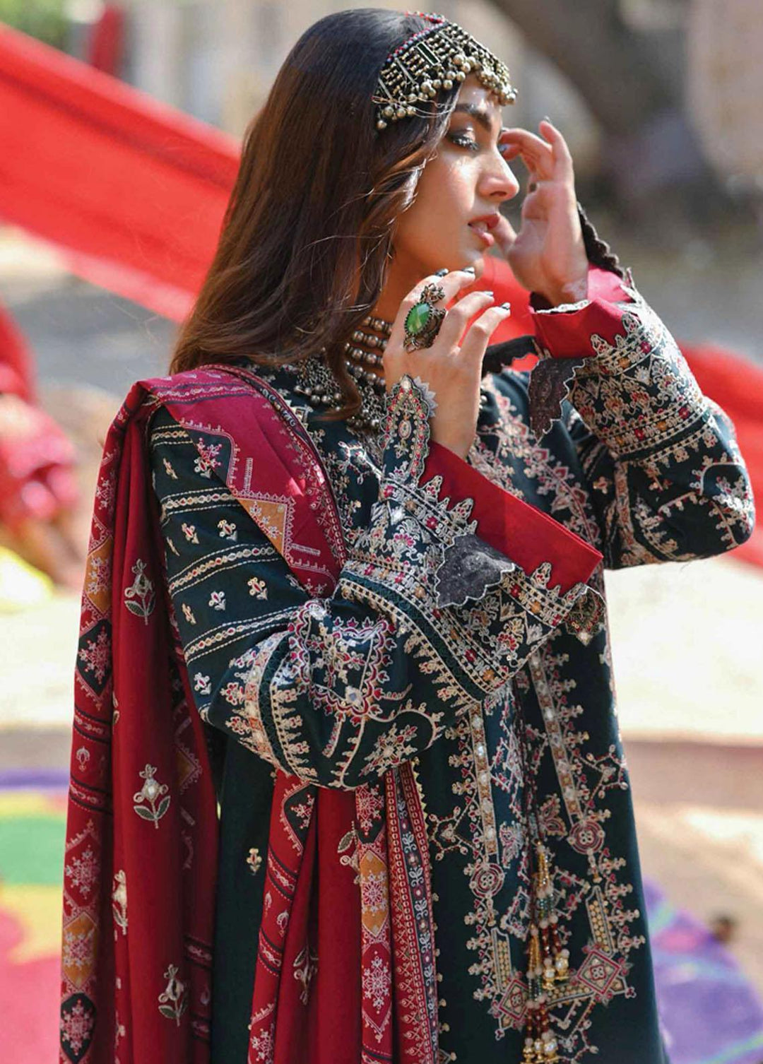 Sayonee by Qalamkar Embroidered  Suits Unstitched 3 Piece QLM22SL K-01 Gulnaaz - Luxury Collection