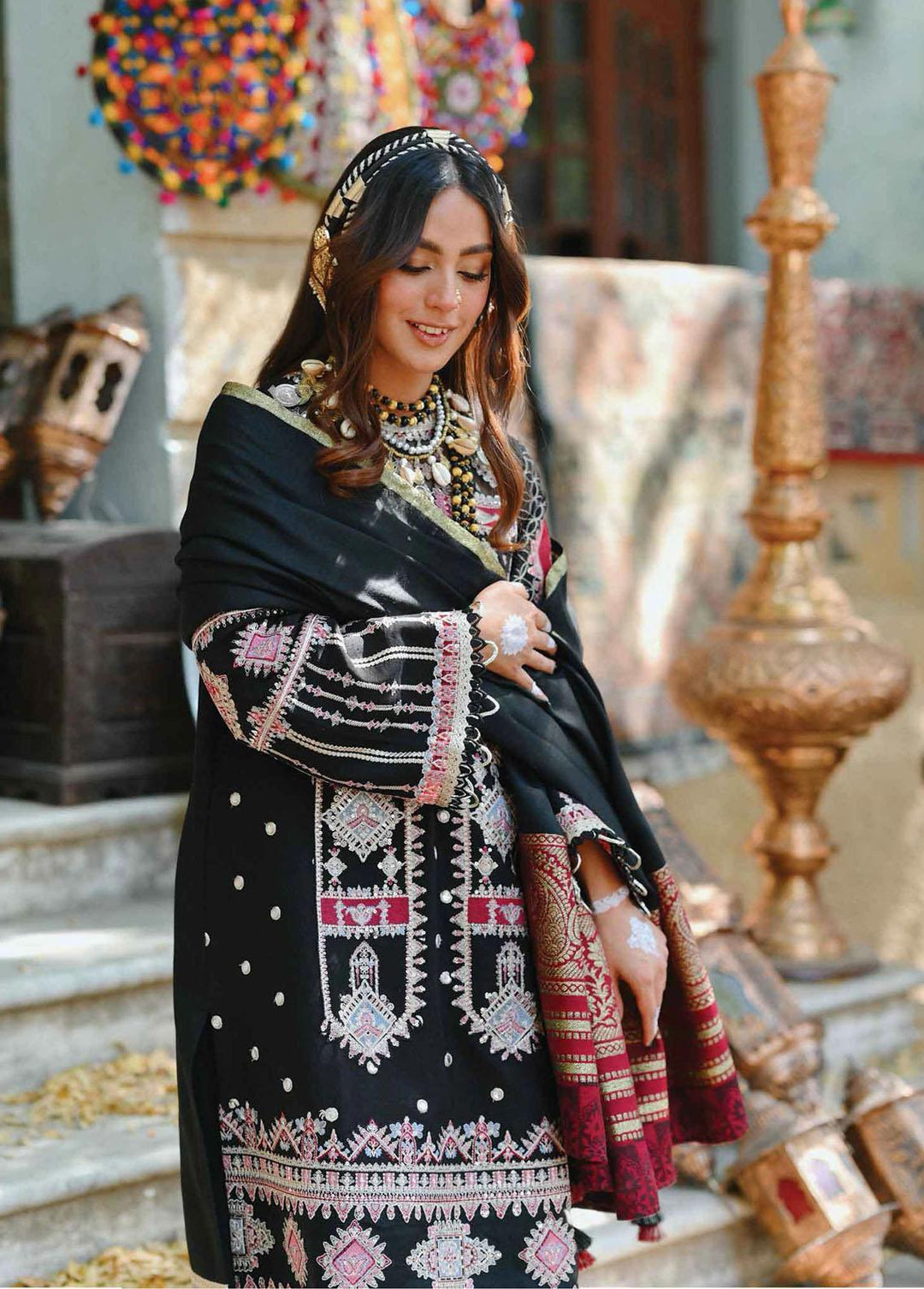 Sayonee by Qalamkar Embroidered  Suits Unstitched 3 Piece QLM22SL K-02 Haram - Luxury Collection