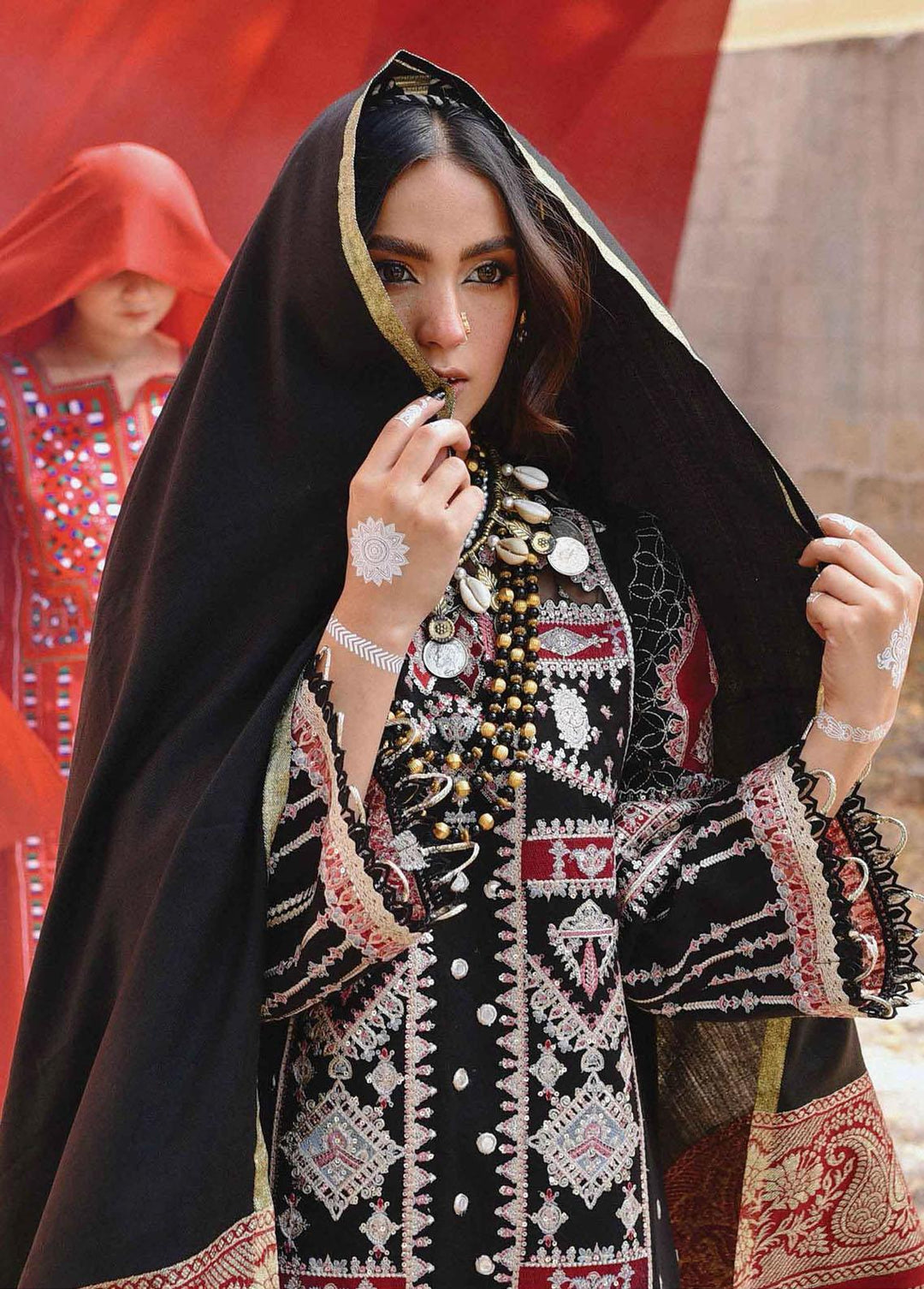 Sayonee by Qalamkar Embroidered  Suits Unstitched 3 Piece QLM22SL K-02 Haram - Luxury Collection