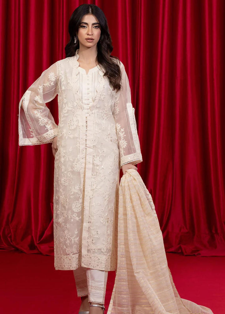 Shamooz Pret Embroidered Organza 3 Piece Suit SEM-0560 Warm White