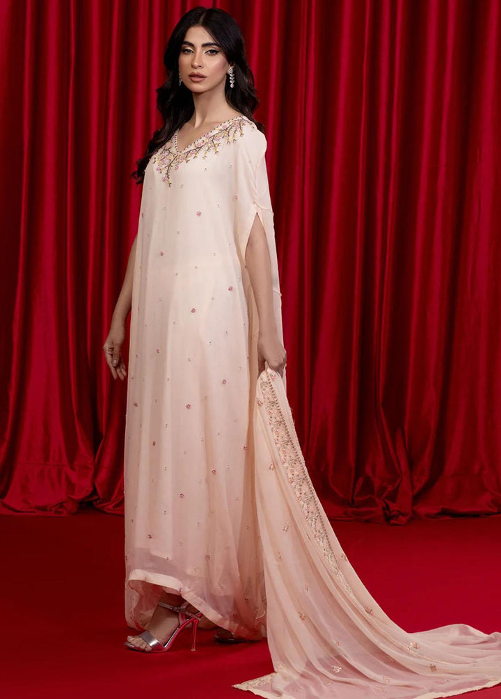 Shamooz Pret Embroidered Chiffon 3 Piece Suit SKF-002 Peach