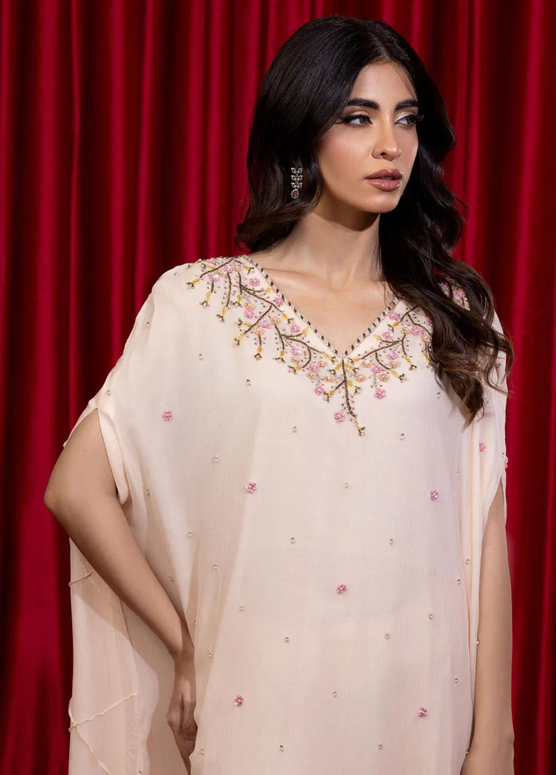 Shamooz Pret Embroidered Chiffon 3 Piece Suit SKF-002 Peach