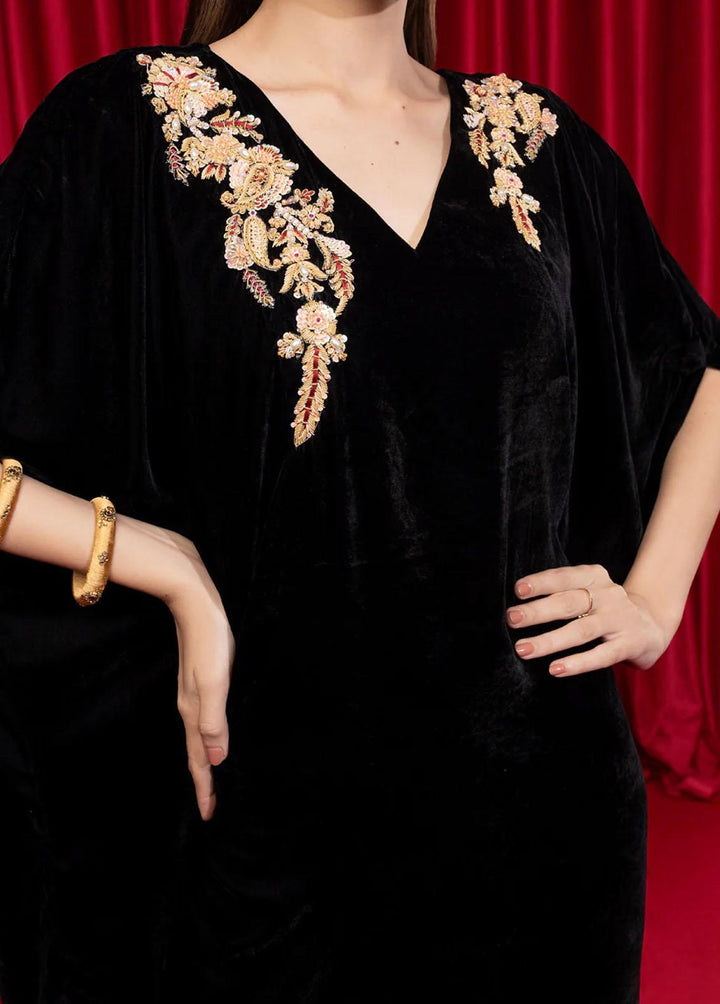 Shamooz Pret Embroidered Velvet Kaftan SVK-004 Black
