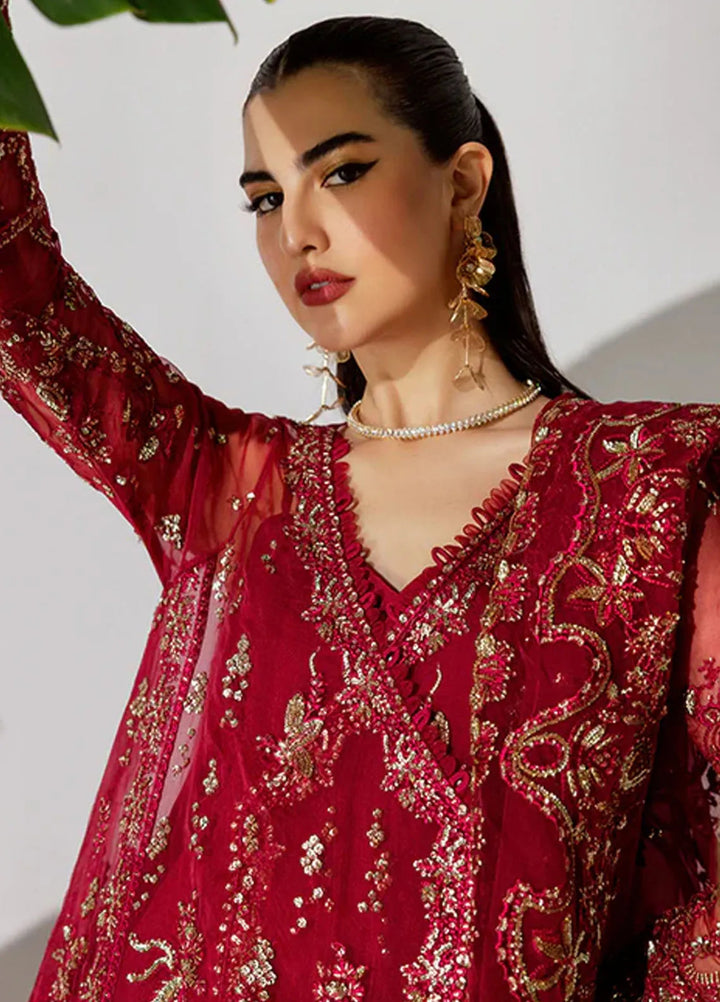 Scintilla by Saffron Embroidered Organza Suit Unstitched 3 Piece SFR24S Apple Canary - Formals Collection