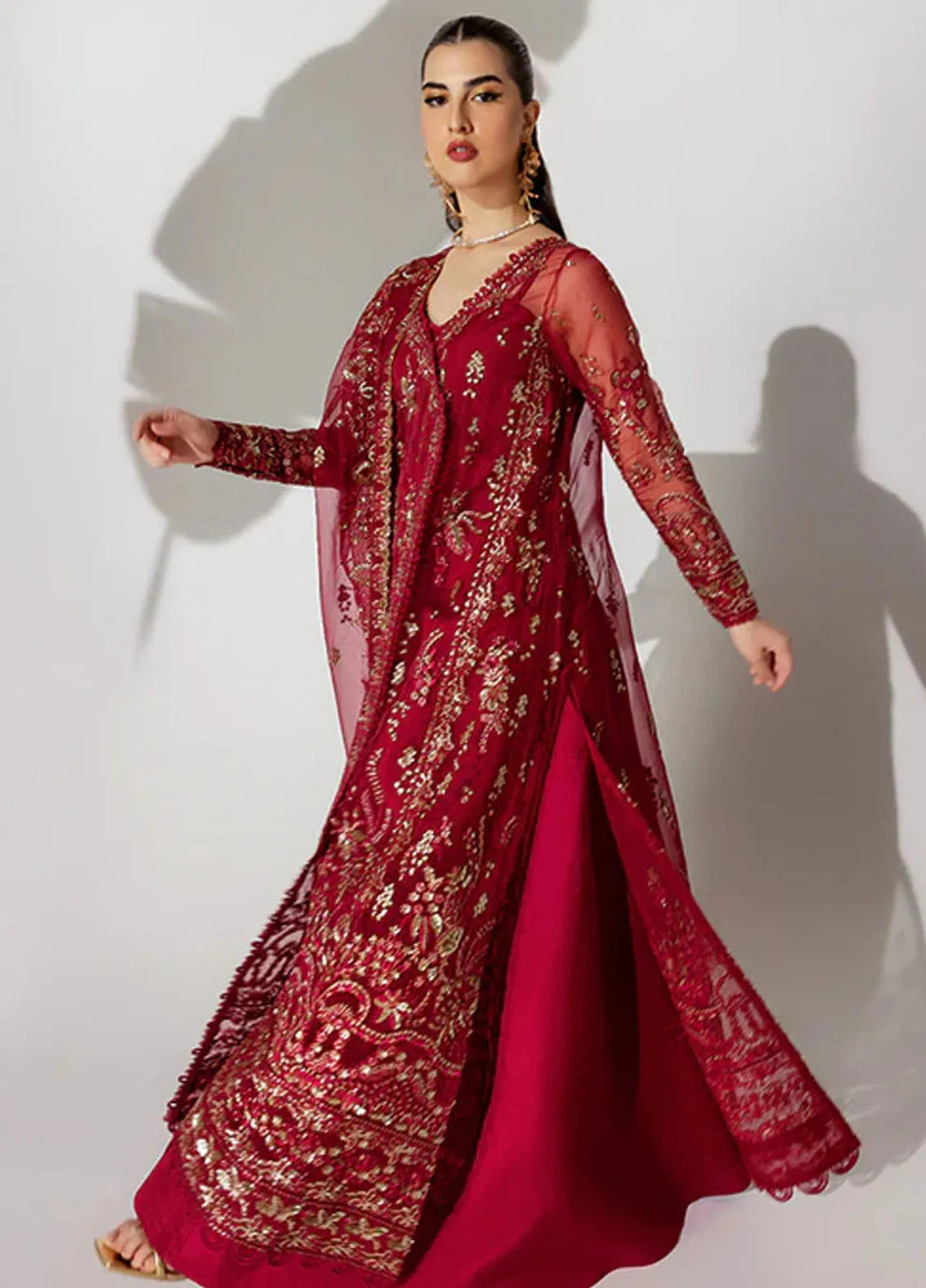 Scintilla by Saffron Embroidered Organza Suit Unstitched 3 Piece SFR24S Apple Canary - Formals Collection