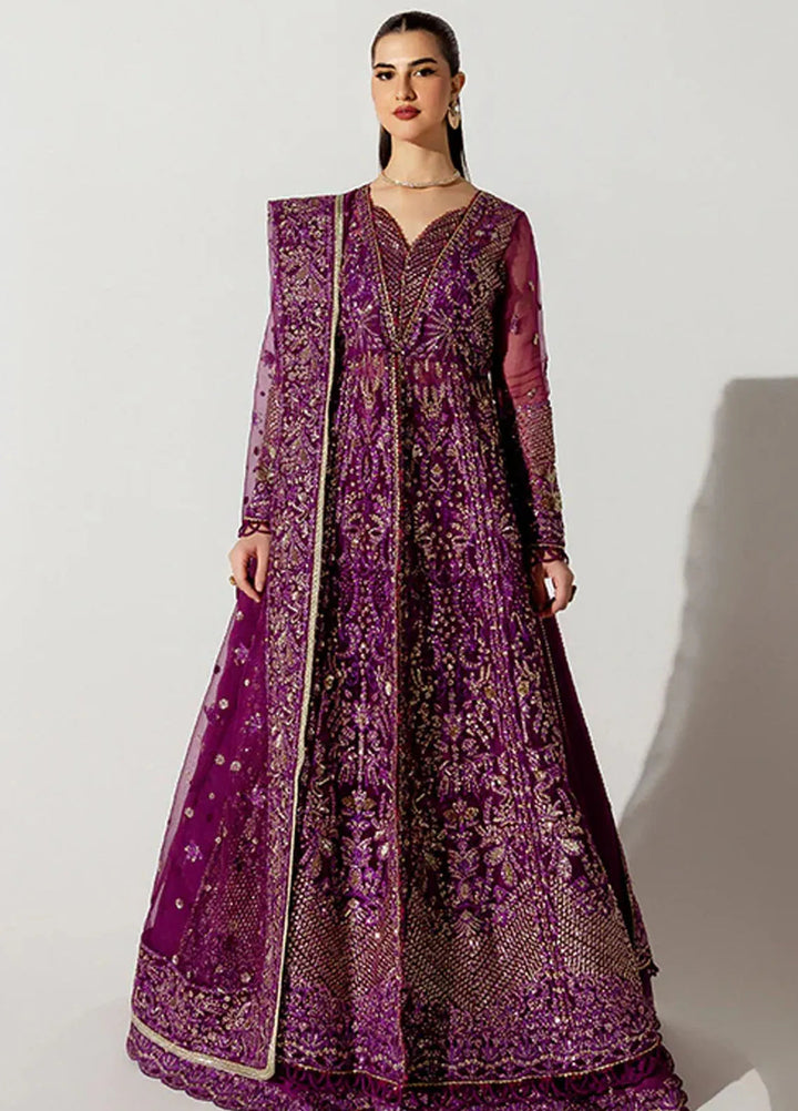 Scintilla by Saffron Embroidered Organza Suit Unstitched 3 Piece SFR24S Berry Glow - Formals Collection