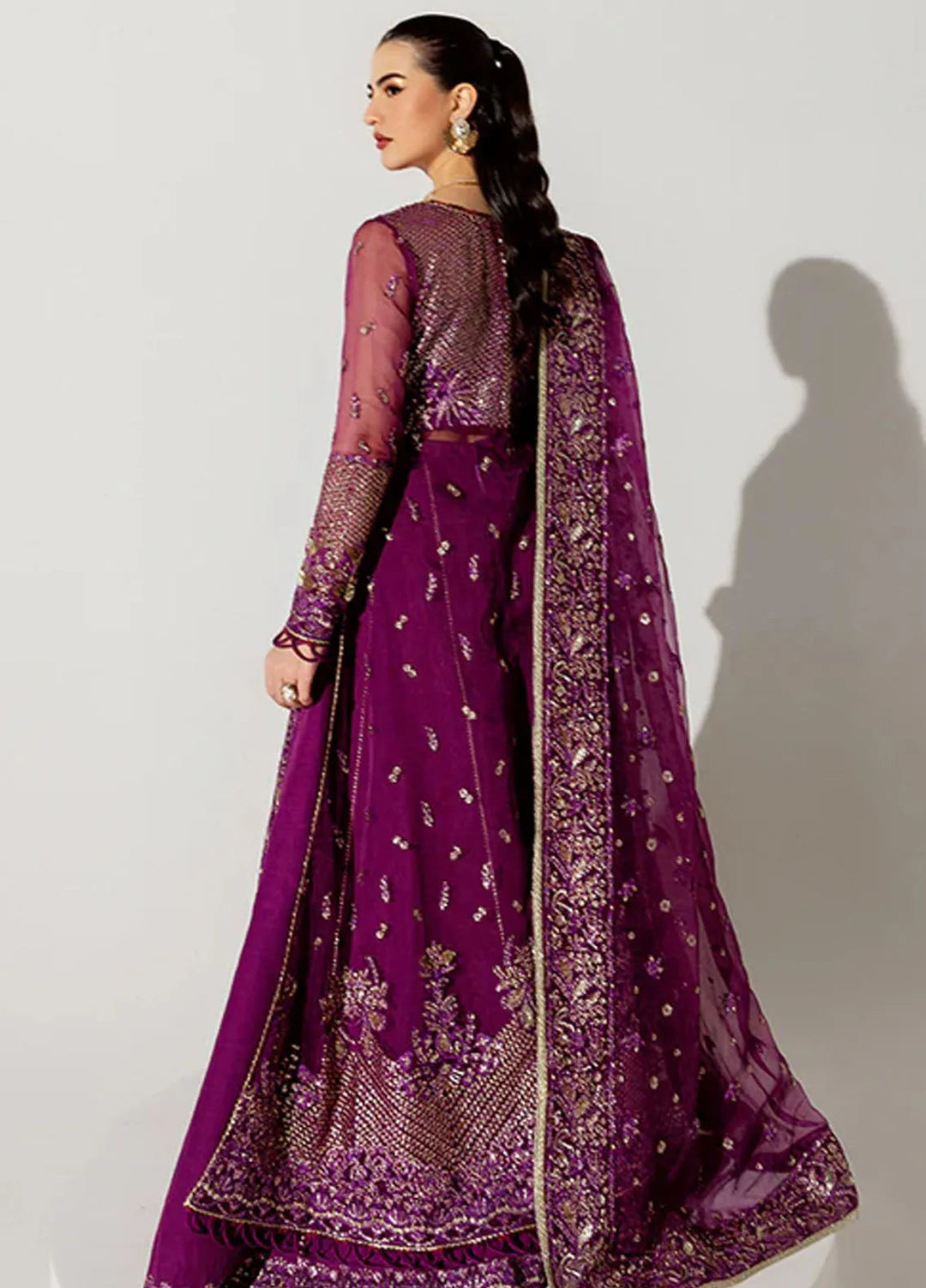 Scintilla by Saffron Embroidered Organza Suit Unstitched 3 Piece SFR24S Berry Glow - Formals Collection