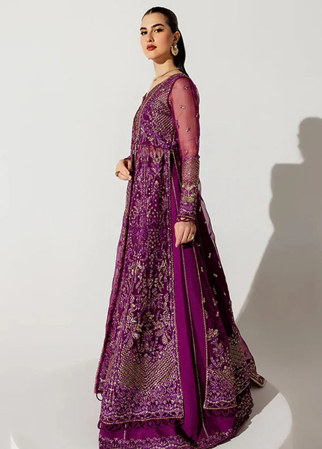 Scintilla by Saffron Embroidered Organza Suit Unstitched 3 Piece SFR24S Berry Glow - Formals Collection