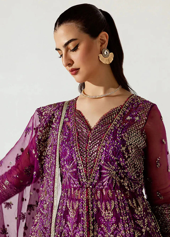 Scintilla by Saffron Embroidered Organza Suit Unstitched 3 Piece SFR24S Berry Glow - Formals Collection