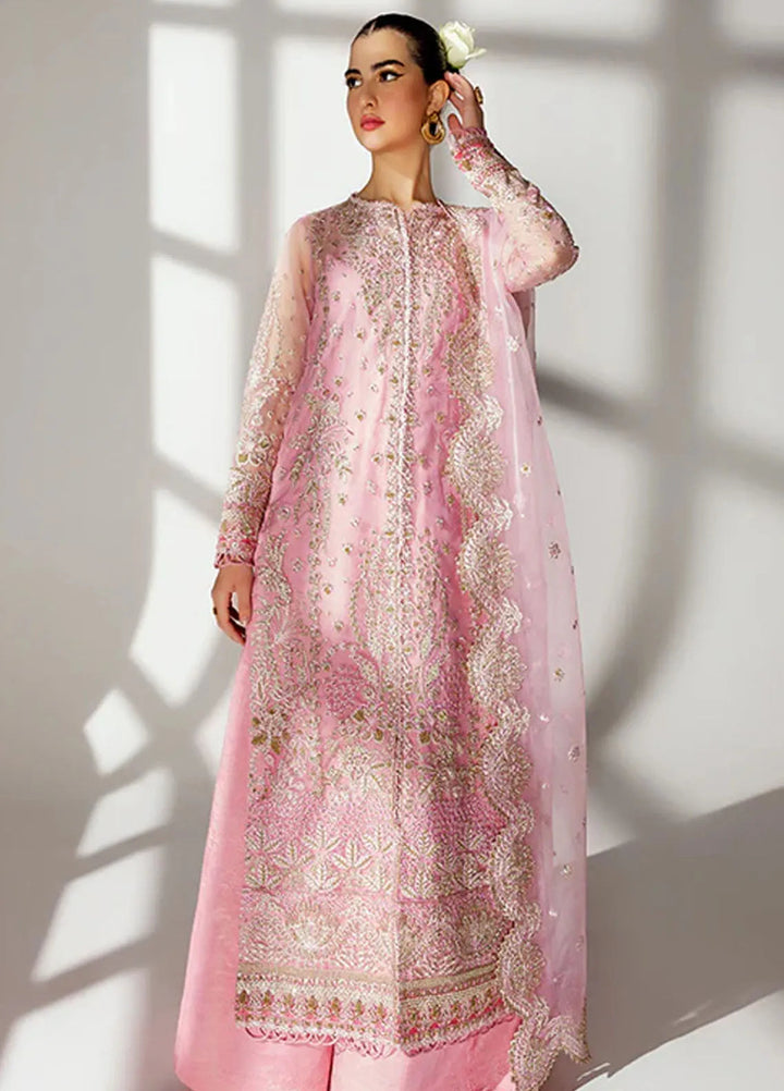 Scintilla by Saffron Embroidered Organza Suit Unstitched 3 Piece SFR24S Blush Cascade - Formals Collection