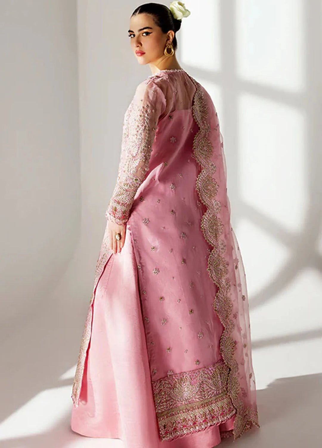 Scintilla by Saffron Embroidered Organza Suit Unstitched 3 Piece SFR24S Blush Cascade - Formals Collection