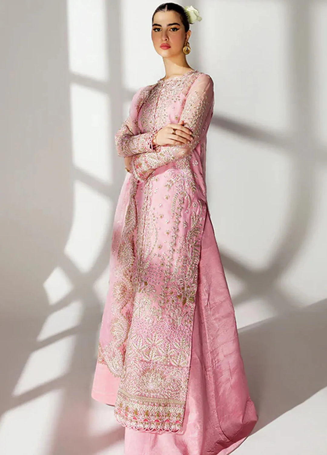 Scintilla by Saffron Embroidered Organza Suit Unstitched 3 Piece SFR24S Blush Cascade - Formals Collection