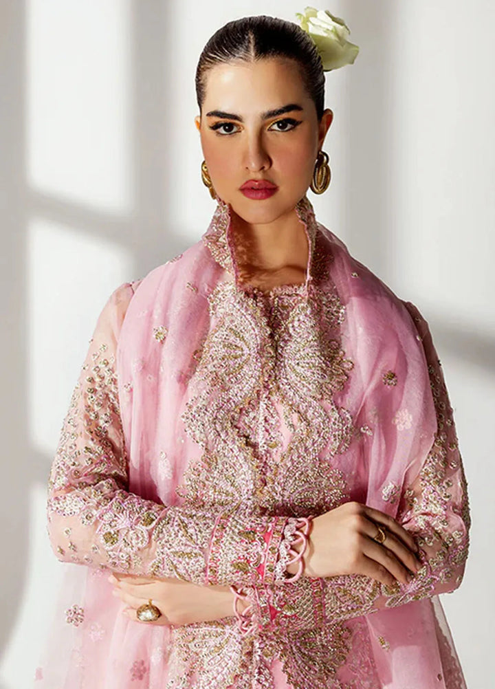 Scintilla by Saffron Embroidered Organza Suit Unstitched 3 Piece SFR24S Blush Cascade - Formals Collection