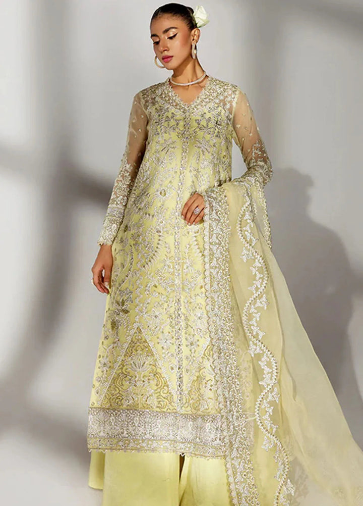 Scintilla by Saffron Embroidered Organza Suit Unstitched 3 Piece SFR24S Lemon Sorbet - Formals Collection