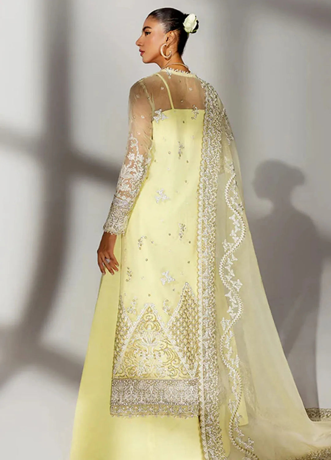 Scintilla by Saffron Embroidered Organza Suit Unstitched 3 Piece SFR24S Lemon Sorbet - Formals Collection