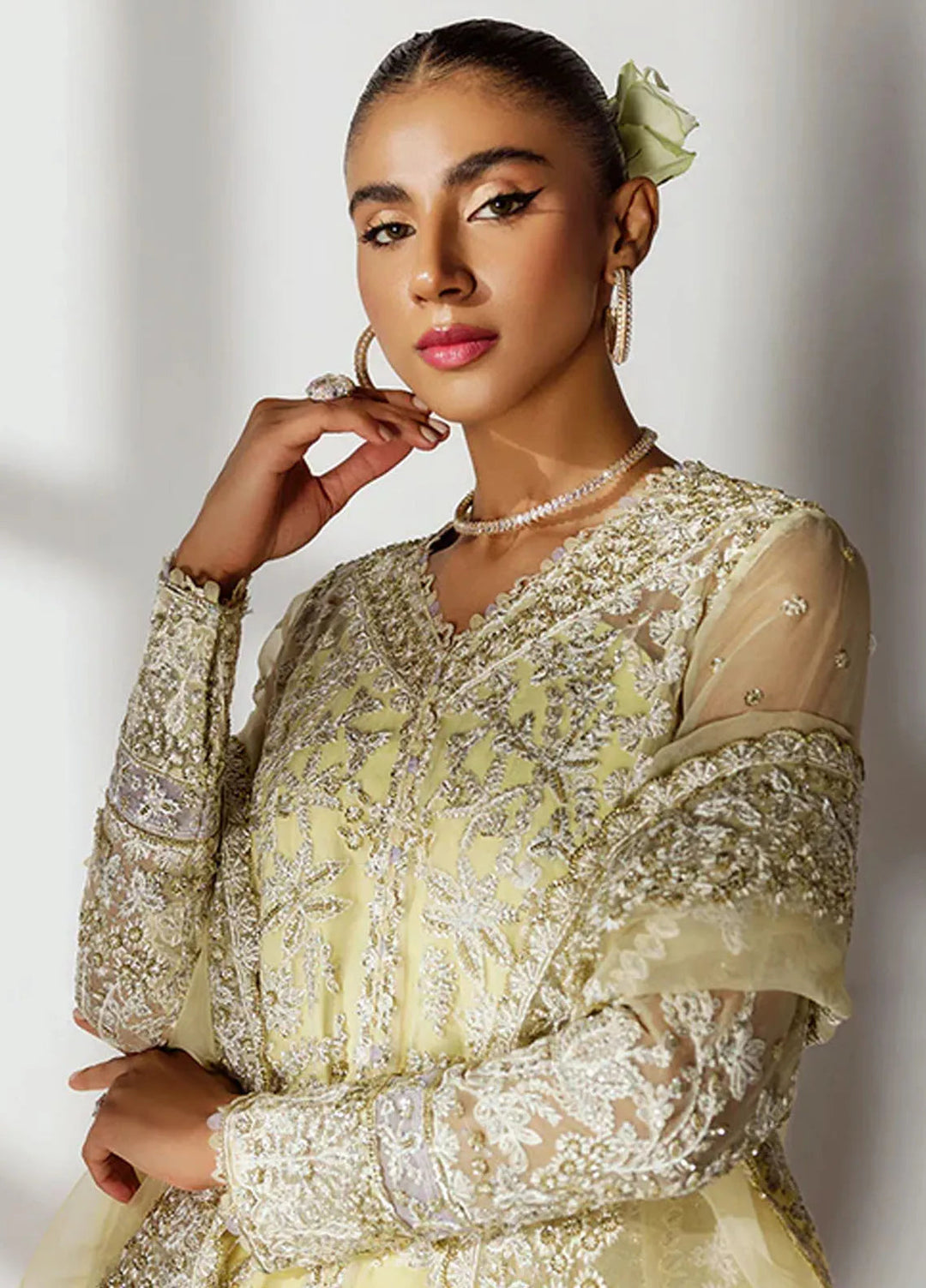 Scintilla by Saffron Embroidered Organza Suit Unstitched 3 Piece SFR24S Lemon Sorbet - Formals Collection