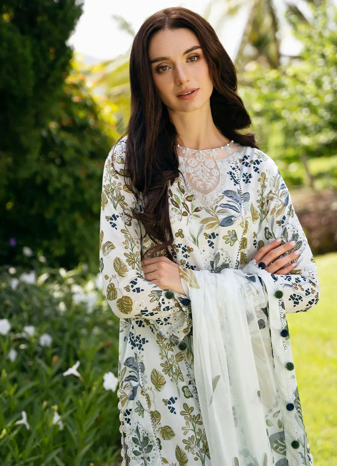 Secret Garden by Izel Embroidered Lawn Suit Unstitched 3 Piece IZL23SG Crys - Summer Collection