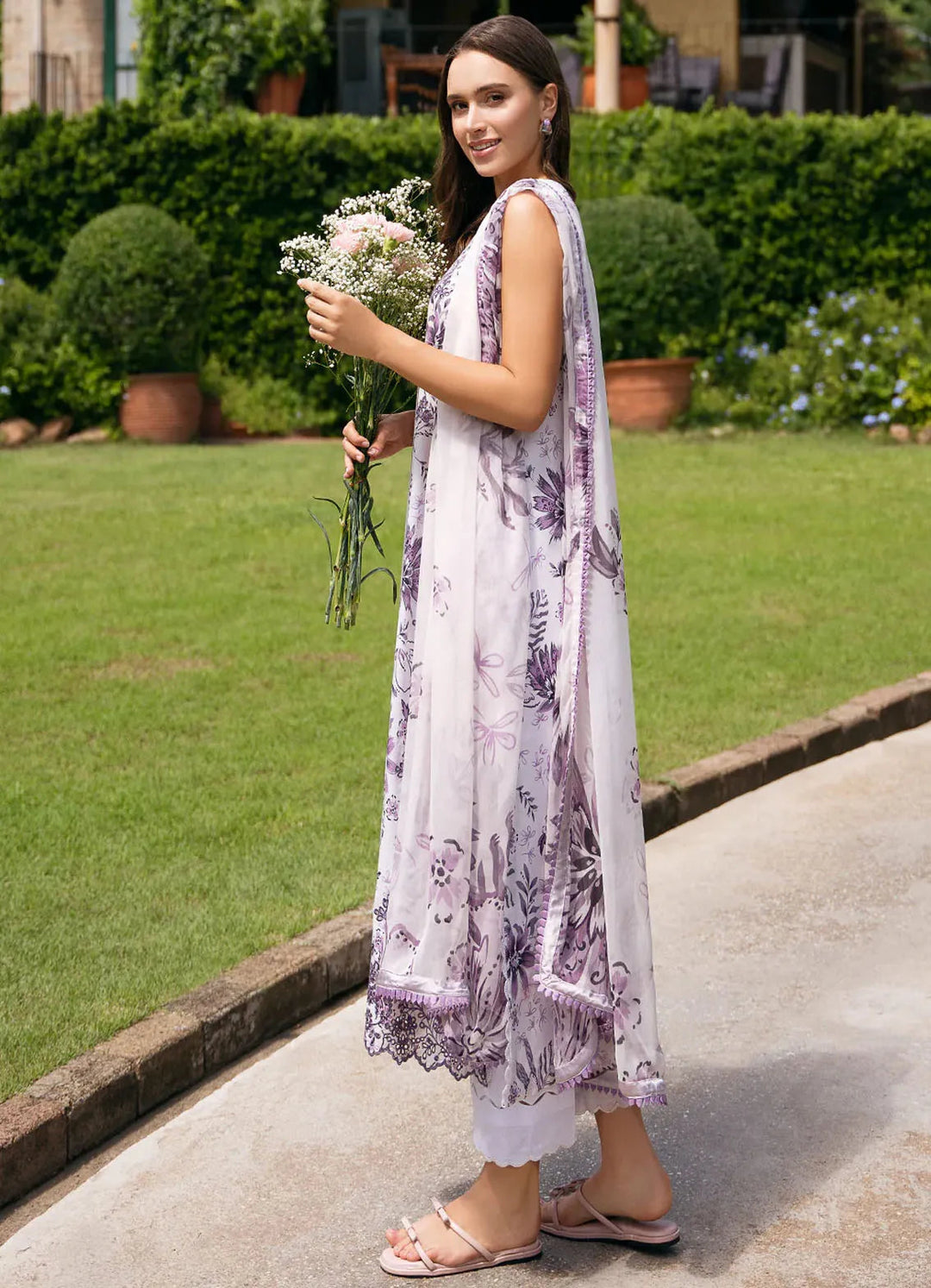 Secret Garden by Izel Embroidered Lawn Suit Unstitched 3 Piece IZL23SG Gardenia - Summer Collection