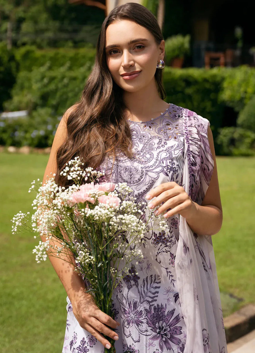 Secret Garden by Izel Embroidered Lawn Suit Unstitched 3 Piece IZL23SG Gardenia - Summer Collection