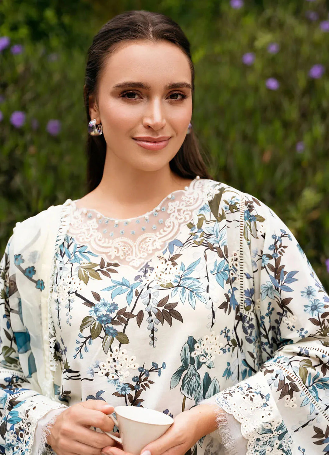 Secret Garden by Izel Embroidered Lawn Suit Unstitched 3 Piece IZL23SG Pansy - Summer Collection