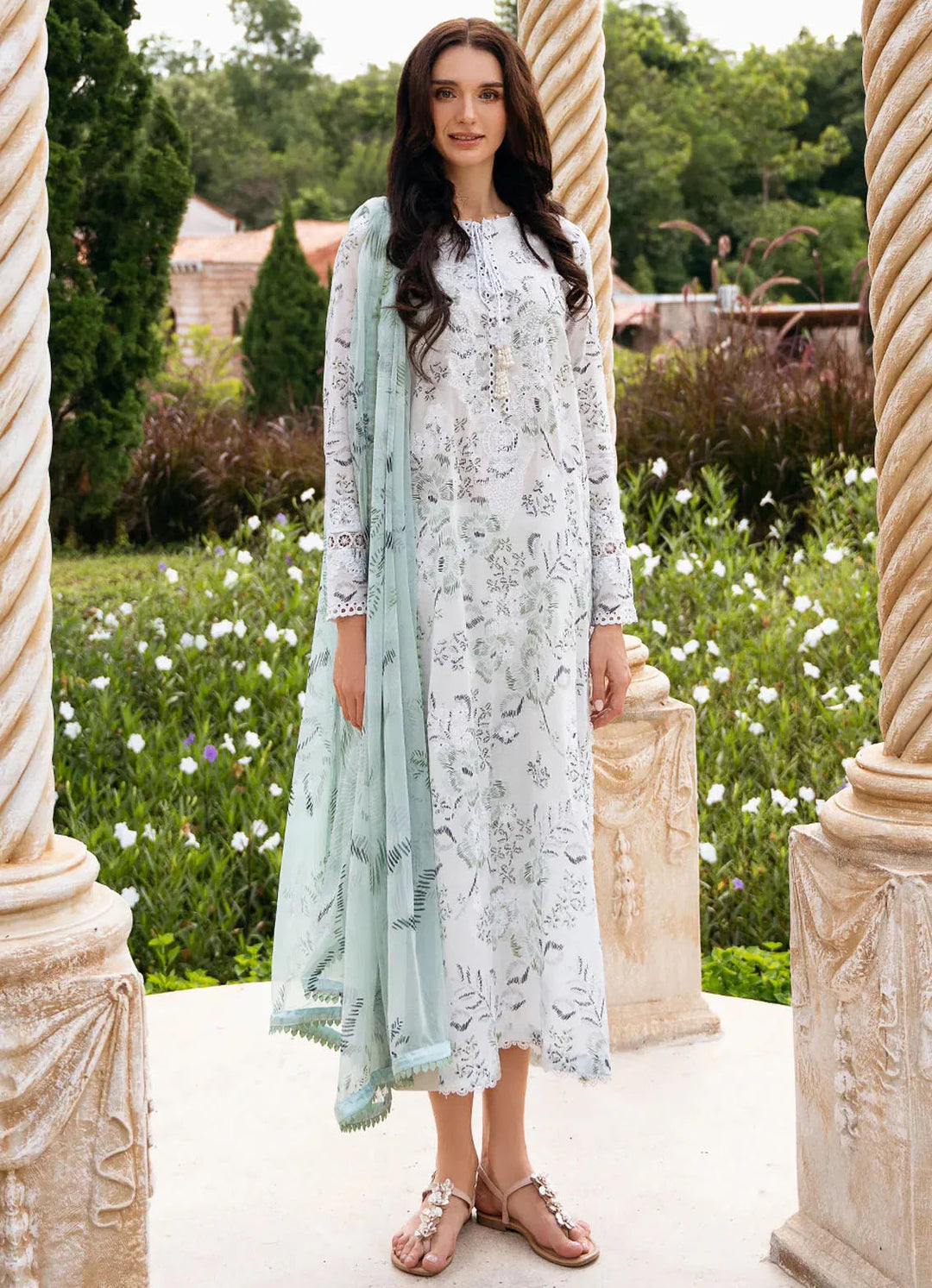 Secret Garden by Izel Embroidered Lawn Suit Unstitched 3 Piece IZL23SG Scarlet - Summer Collection