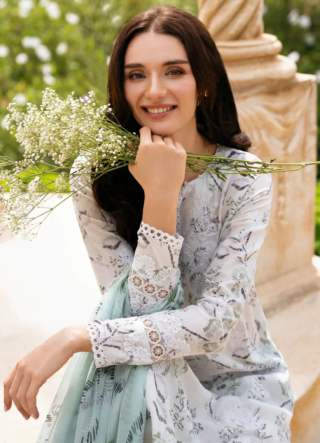 Secret Garden by Izel Embroidered Lawn Suit Unstitched 3 Piece IZL23SG Scarlet - Summer Collection