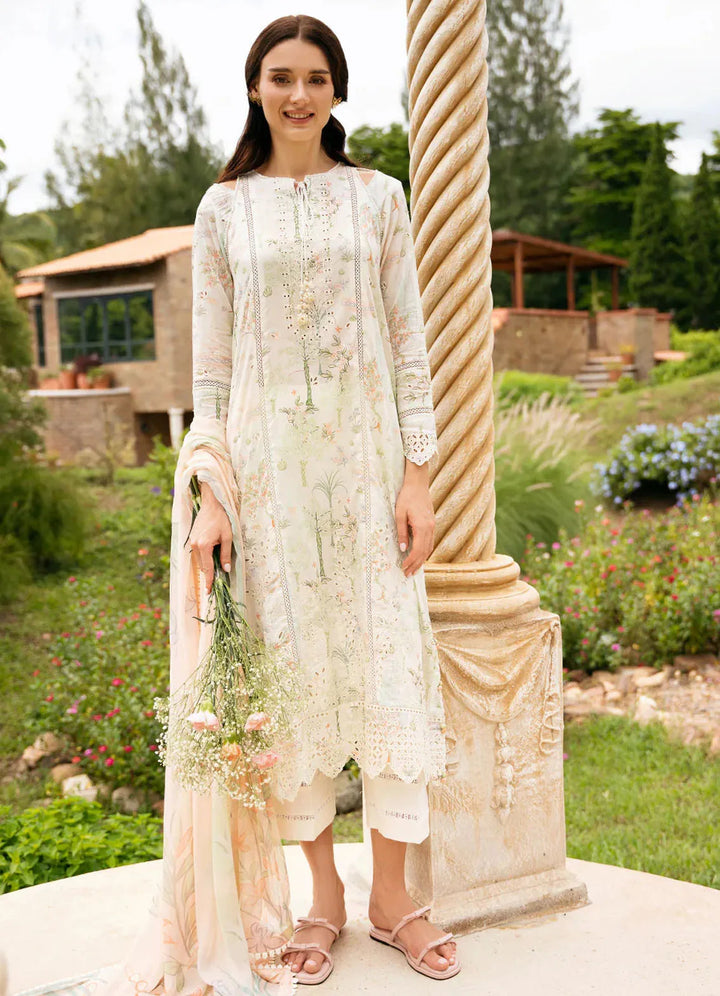 Secret Garden by Izel Embroidered Lawn Suit Unstitched 3 Piece IZL23SG Snowdrop - Summer Collection