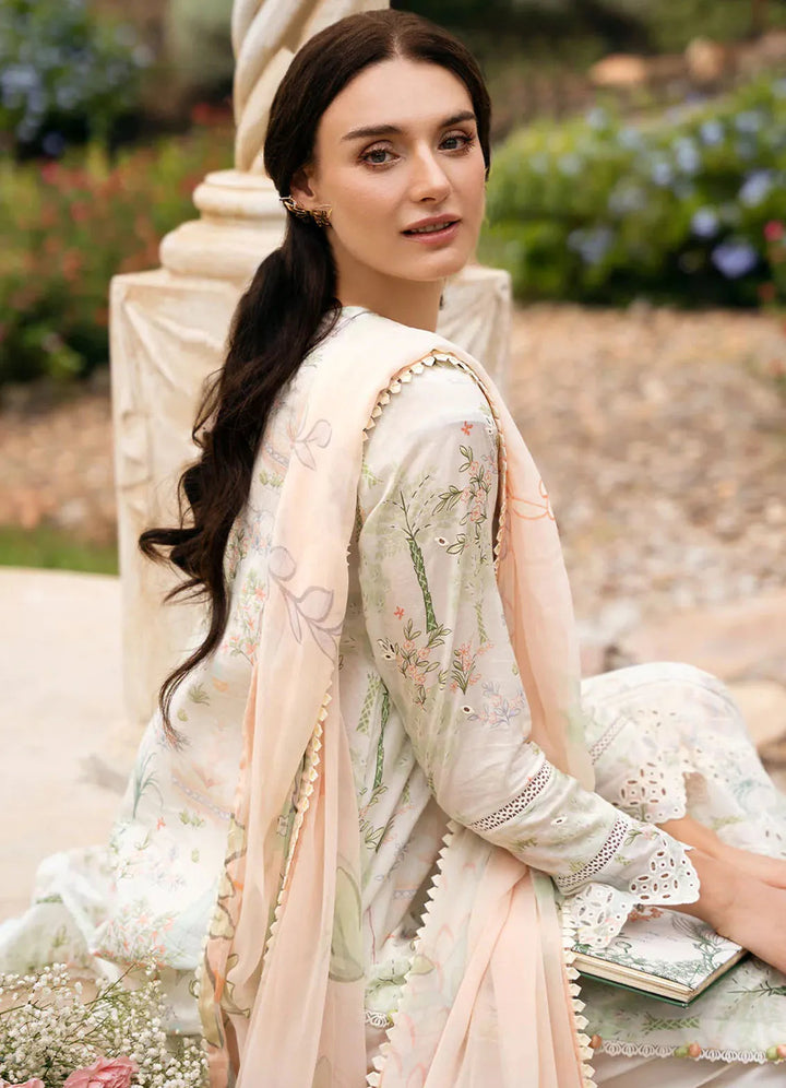 Secret Garden by Izel Embroidered Lawn Suit Unstitched 3 Piece IZL23SG Snowdrop - Summer Collection