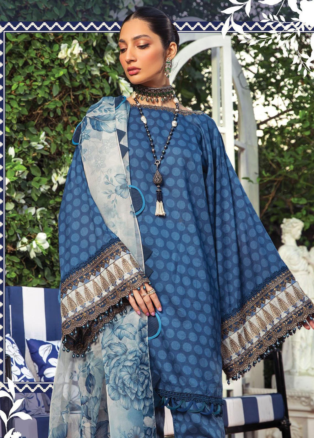 Secret Garden By Maria B Printed Lawn Suits Unstitched 3 Piece MB22SG MPT-1304-B - Spring / Summer Collection