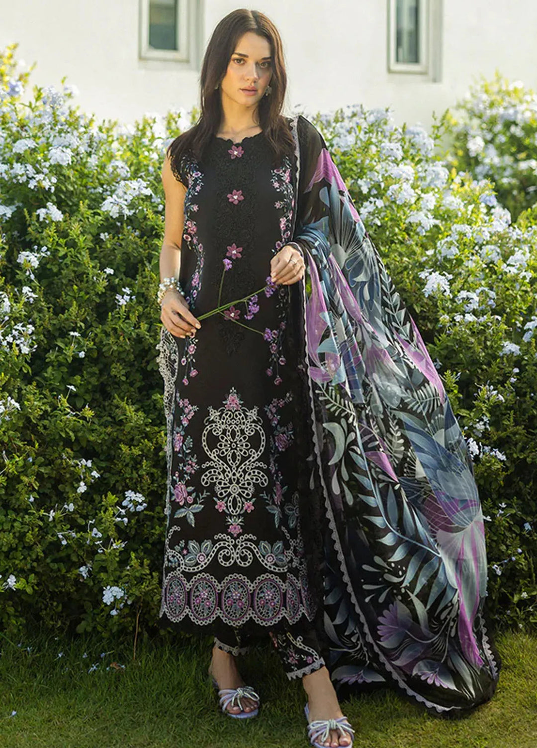 Secret Garden by Mushq Embroidered Lawn Suit Unstitched 3 Piece MQ25SG D-02 B Thorned Grace - Summer Collection