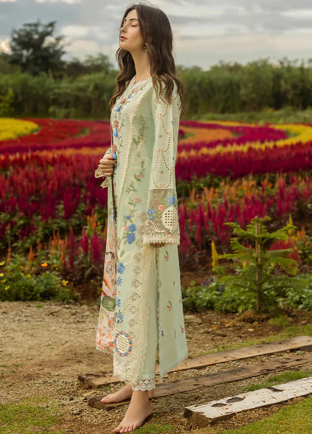 Secret Garden by Mushq Embroidered Lawn Suit Unstitched 3 Piece MQ25SG D-04 A Starlet Lilies - Summer Collection