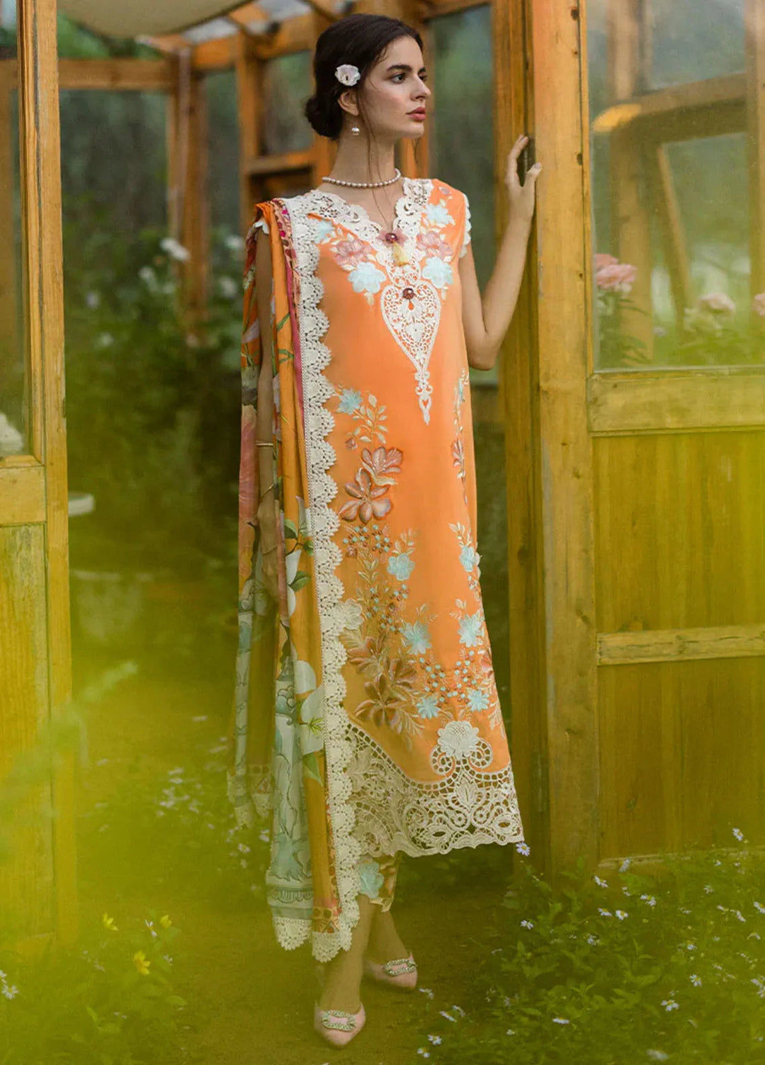 Secret Garden by Mushq Embroidered Lawn Suit Unstitched 3 Piece MQ25SG D-07 B Silent Petals - Summer Collection