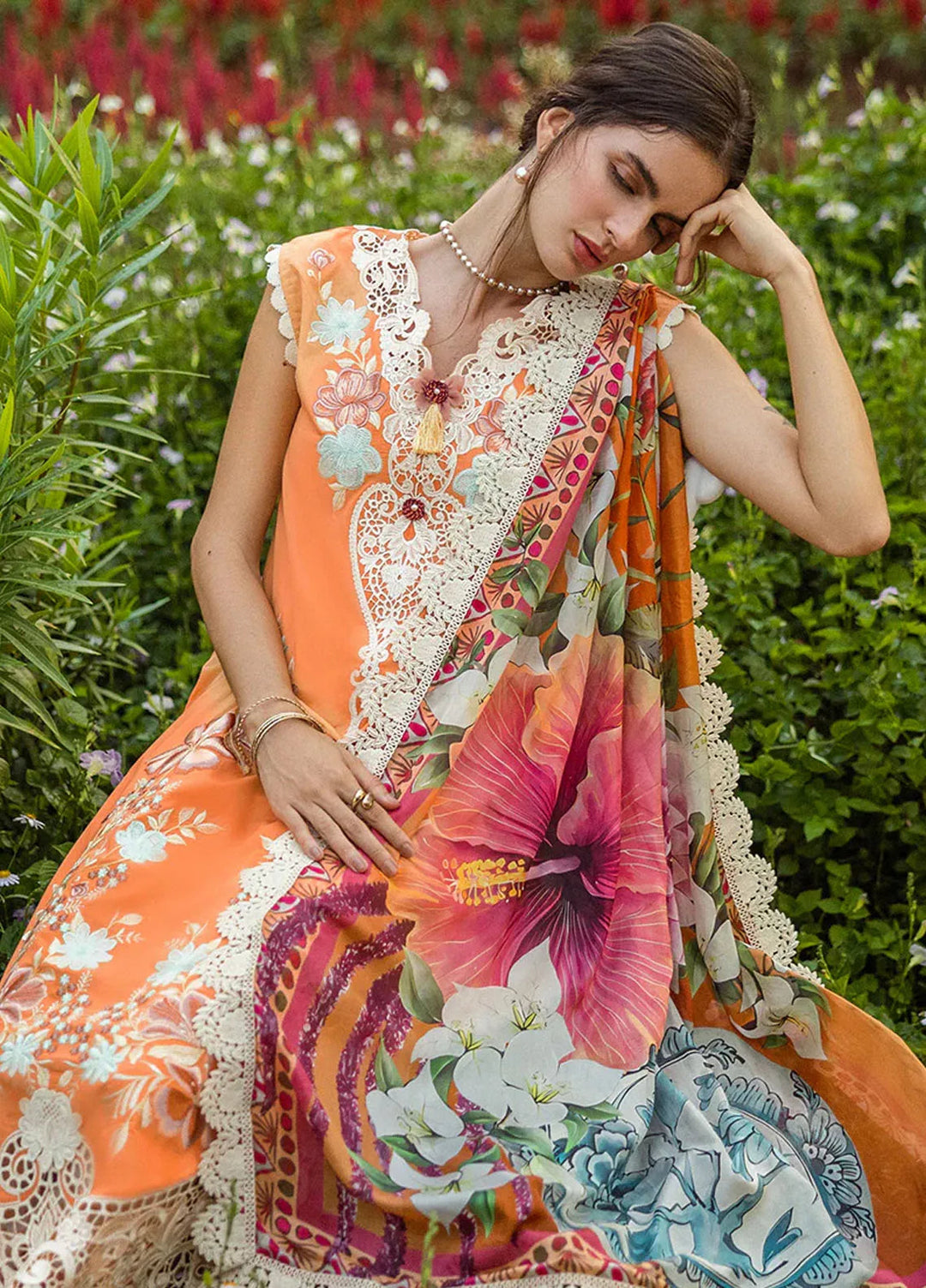 Secret Garden by Mushq Embroidered Lawn Suit Unstitched 3 Piece MQ25SG D-07 B Silent Petals - Summer Collection