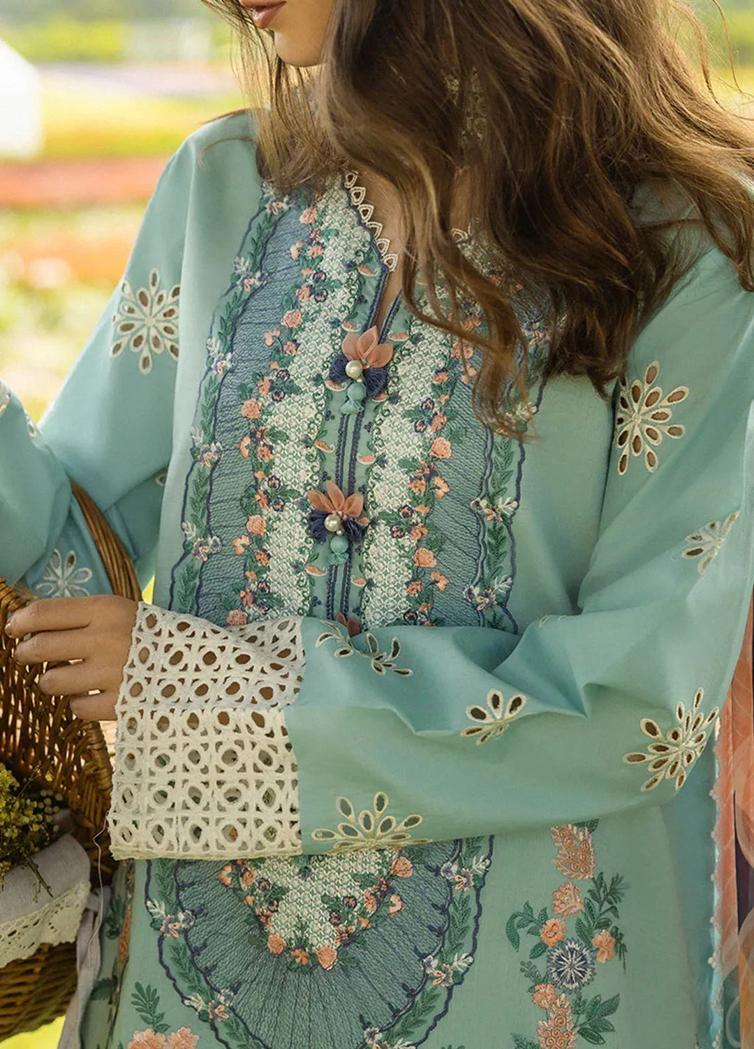 Secret Garden by Mushq Embroidered Lawn Suit Unstitched 3 Piece MQ25SG D-08 B Whimsical Wisteria - Summer Collection